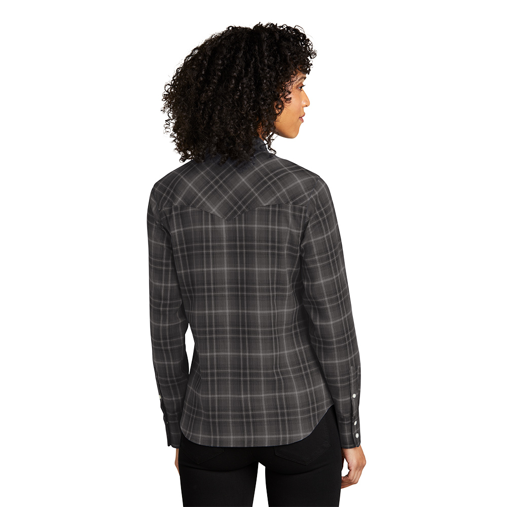 Custom Port Authority LW672 Ladies Long Sleeve Ombre Plaid Shirt - Image 3
