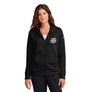 Custom Nike NKFD9890 Ladies Club Fleece Sleeve Swoosh Full-Zip Hoodie