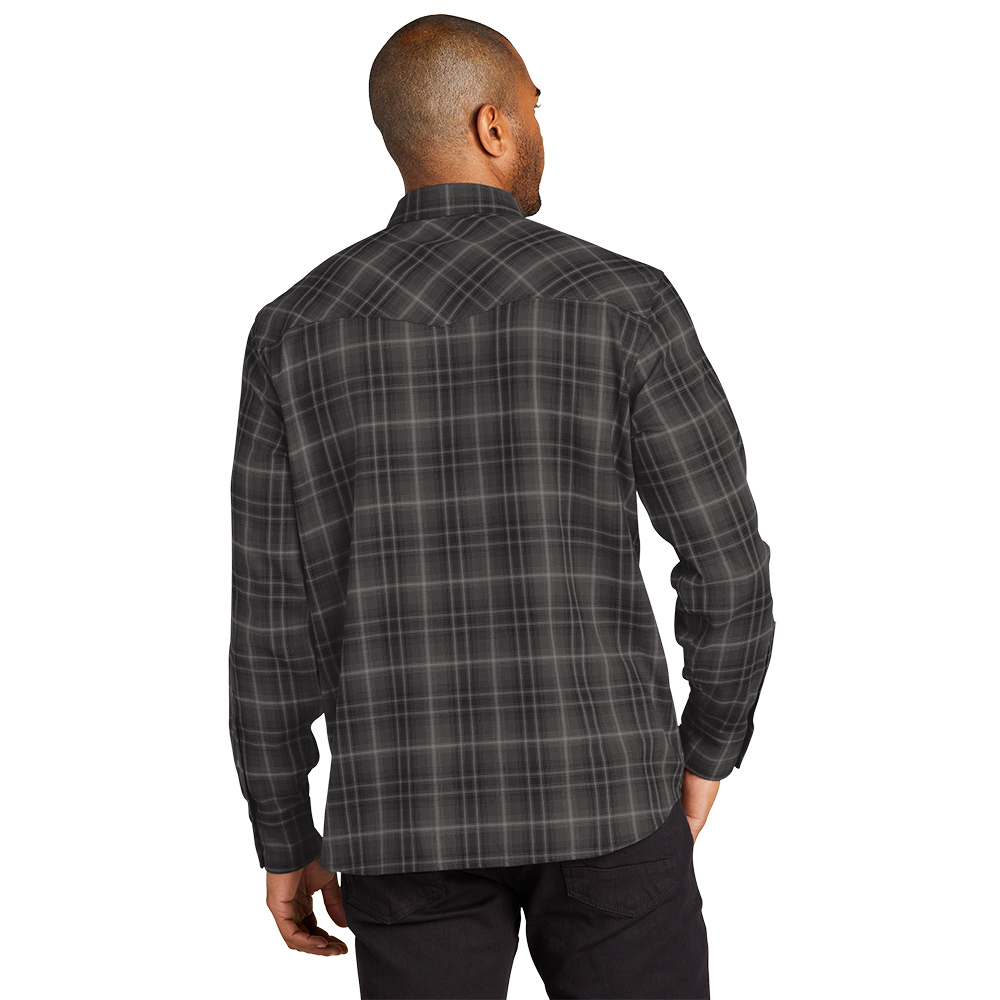 Custom Port Authority W672 Long Sleeve Ombre Plaid Shirt - Image 3