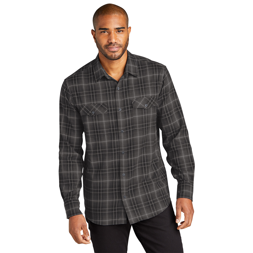 Custom Port Authority W672 Long Sleeve Ombre Plaid Shirt - Image 4