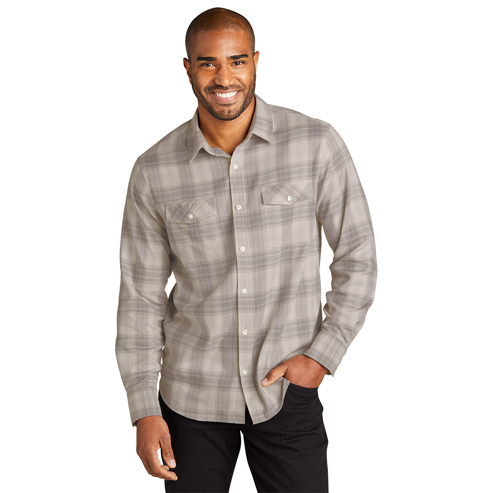Custom Port Authority W672 Long Sleeve Ombre Plaid Shirt - Image 5