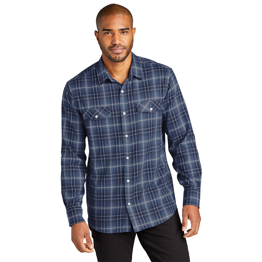 Custom Port Authority W672 Long Sleeve Ombre Plaid Shirt - Image 6